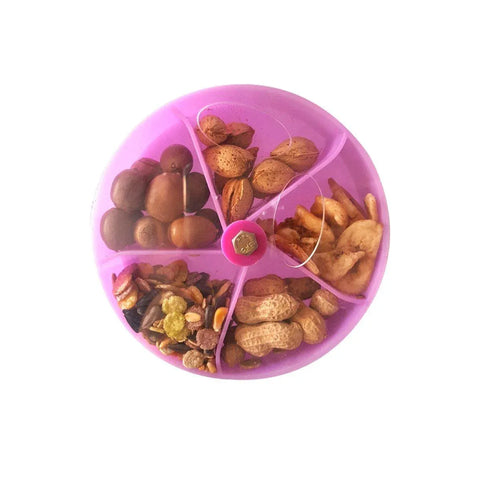 Parrot Foraging Toy Bird Chew Wheel Food Dispenser Divider Box Cage Accessory - Purple