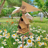 Birdhouse Garden Stakes Outdoor Yard Ornaments for Lawn and Garden Decoration - A