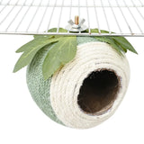 Bird Nest Parrot Nest Coconut Shell Braided Twine Colourful Cage Hanging Bed - White-Green-Screw Model