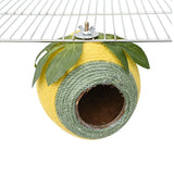 Bird Nest Parrot Nest Coconut Shell Braided Twine Colourful Cage Hanging Bed - Green-Yellow-Screw Model