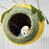 Bird Nest Parrot Nest Coconut Shell Braided Twine Colourful Cage Hanging Bed - Green-Yellow-Screw Model
