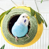 Bird Nest Parrot Nest Coconut Shell Braided Twine Colourful Cage Hanging Bed - Green-Yellow-Screw Model