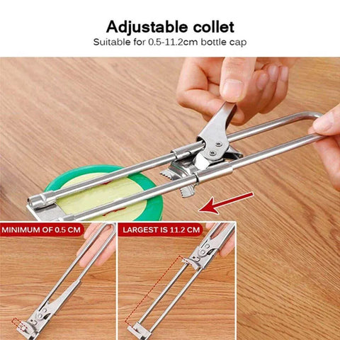 Bottle Opener Multifunctional Beer Adjustable Stainless Steel Jar Lid Gripper Au