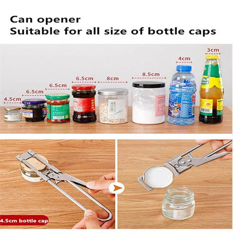 Bottle Opener Multifunctional Beer Adjustable Stainless Steel Jar Lid Gripper Au