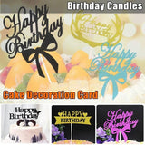 Happy Birthday Cake Topper Colour Printed Acrylic Party Decorations - Gold-Bowknot
