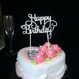 Happy Birthday Cake Topper Colour Printed Acrylic Party Decorations - Silver-Bowknot