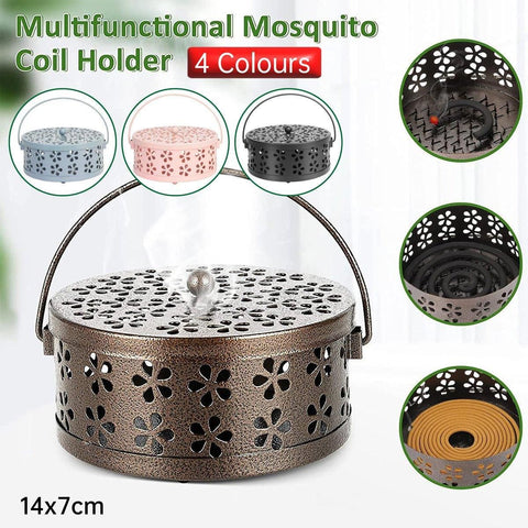 Iron Mosquito Incense Box Fireproof Tray Stand Indoor Household Incense Holder - Black