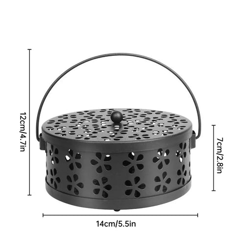 Iron Mosquito Incense Box Fireproof Tray Stand Indoor Household Incense Holder - Black