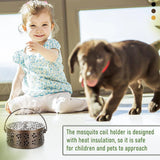 Iron Mosquito Incense Box Fireproof Tray Stand Indoor Household Incense Holder - Black