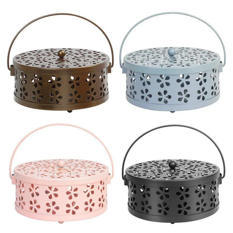 Iron Mosquito Incense Box Fireproof Tray Stand Indoor Household Incense Holder - Blue
