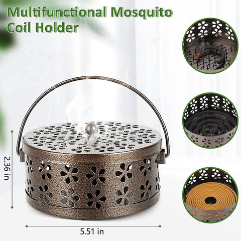 Iron Mosquito Incense Box Fireproof Tray Stand Indoor Household Incense Holder - Blue