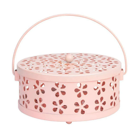 Iron Mosquito Incense Box Fireproof Tray Stand Indoor Household Incense Holder - Pink