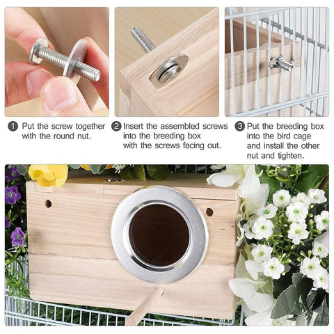 Natural Wooden Breeding Box Durable Parrot Hatching Box Nesting Box for Birds