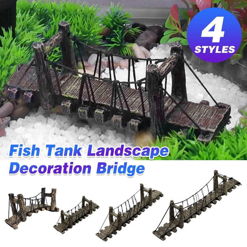 Resin Bridge Aquarium Decoration Fish Tank Accessories Shrimp Tortoise Climbing - Bent Rope Bridge-S
