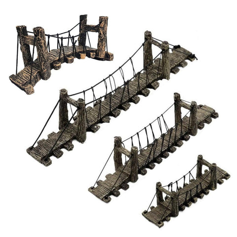 Resin Bridge Aquarium Decoration Fish Tank Accessories Shrimp Tortoise Climbing - Bent Rope Bridge-S
