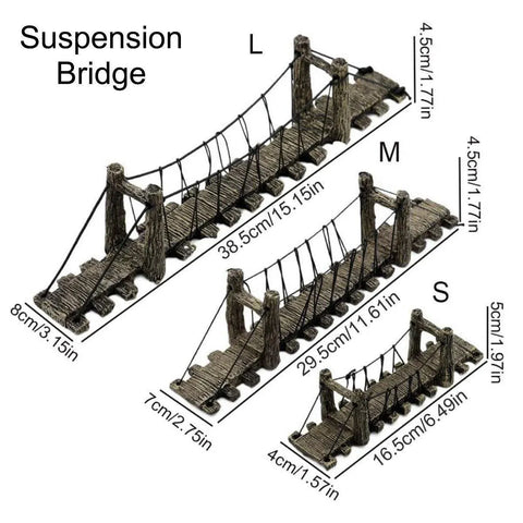 Resin Bridge Aquarium Decoration Fish Tank Accessories Shrimp Tortoise Climbing - Bent Rope Bridge-S