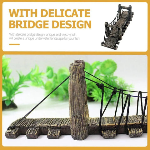 Resin Bridge Aquarium Decoration Fish Tank Accessories Shrimp Tortoise Climbing - Bent Rope Bridge-S