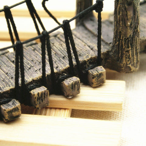 Resin Bridge Aquarium Decoration Fish Tank Accessories Shrimp Tortoise Climbing - Bent Rope Bridge-S