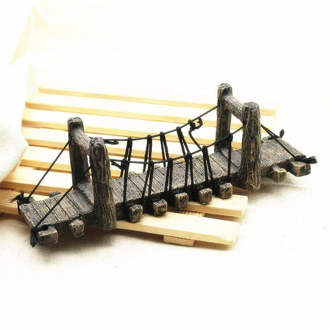 Resin Bridge Aquarium Decoration Fish Tank Accessories Shrimp Tortoise Climbing - Bent Rope Bridge-S