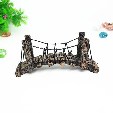 Resin Bridge Aquarium Decoration Fish Tank Accessories Shrimp Tortoise Climbing - Bent Rope Bridge-S