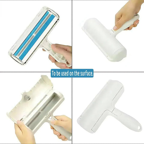 Pet Hair Remover Brush Dog Cat Fur Cleaning Roller Reusable Self Cleaning Tool - Red