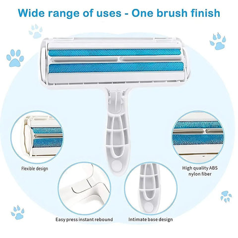 Pet Hair Remover Brush Dog Cat Fur Cleaning Roller Reusable Self Cleaning Tool - Red