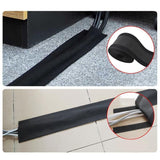 Cable Cover Nylon Sticky Wire Protector Floor Blanket Reusable Cord Tube Cover - Black-3Meter(with adhesive)-Floor