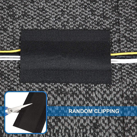 Cable Cover Nylon Sticky Wire Protector Floor Blanket Reusable Cord Tube Cover - Black-3Meter(with adhesive)-Floor