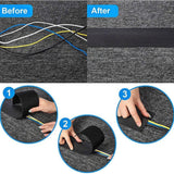 Cable Cover Nylon Sticky Wire Protector Floor Blanket Reusable Cord Tube Cover - Black-3Meter(with adhesive)-Floor