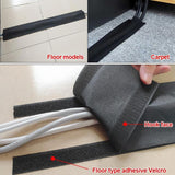 Cable Cover Nylon Sticky Wire Protector Floor Blanket Reusable Cord Tube Cover - Black-3Meter(with adhesive)-Floor