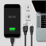2.4A USB Fast Charger Phone Cable Data Cord For iPhone14 13 12 11Pro Max XR iPad - Black