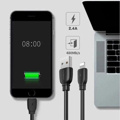 2.4A USB Fast Charger Phone Cable Data Cord For iPhone14 13 12 11Pro Max XR iPad - Black