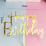 Happy Birthday Acrylic Cake Topper Cake Decoration Golden Silver Party - Colourful-Crown