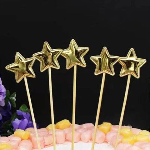 Happy Birthday Acrylic Cake Topper Cake Decoration Golden Silver Party - Gold-Star