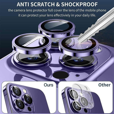 For iPhone 14/14 Plus Metal Camera Lens Glass Screen Protector - Purple