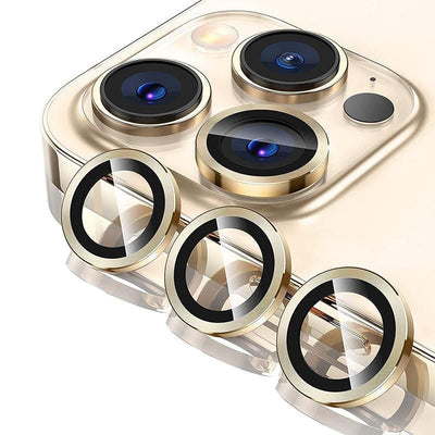 For iPhone 14/14 Plus Metal Camera Lens Glass Screen Protector - Gold