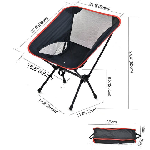 Outdoor Portable Lightweight Folding Camping Chair High Back Fishing Chair - White