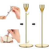 Set of 3 Decorative Candlestick Holder Candle Stand for Wedding / Dinner / Party - French Gold