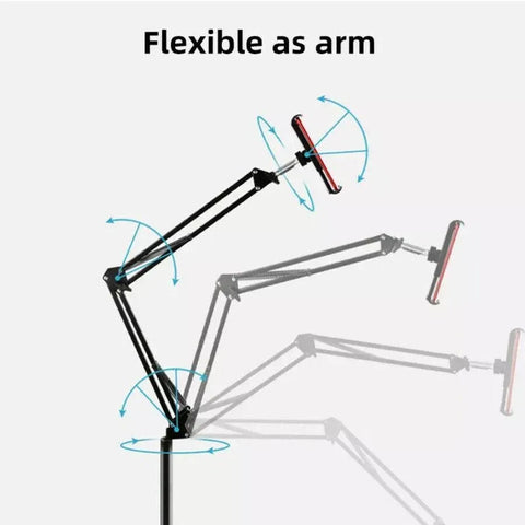 Hands Free Floor Stand Adjustable Bed Clip Holder For Tablet iPad iPhone Switch - 175cm White(Floor Cantilever Stand