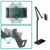 Hands Free Floor Stand Adjustable Bed Clip Holder For Tablet iPad iPhone Switch - 175cm White(Floor Cantilever Stand