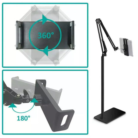 Hands Free Floor Stand Adjustable Bed Clip Holder For Tablet iPad iPhone Switch - 175cm White(Floor Cantilever Stand
