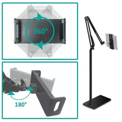 Hands Free Floor Stand Adjustable Bed Clip Holder For Tablet iPad iPhone Switch - 175cm White(Floor Cantilever Stand