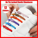 No Tie Locked Elastic Shoelace Shoe Lace Lazy Laces Sports Sneakers - Grey