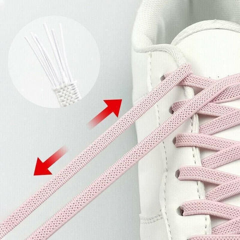 No Tie Locked Elastic Shoelace Shoe Lace Lazy Laces Sports Sneakers - Grey