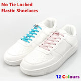 No Tie Locked Elastic Shoelace Shoe Lace Lazy Laces Sports Sneakers - Grey