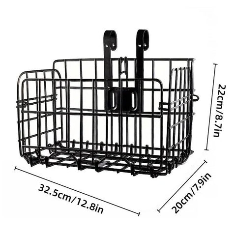 Foldable Bicycle Basket Front and Rear Hanging Storage Rack Bike Accessories - Black
