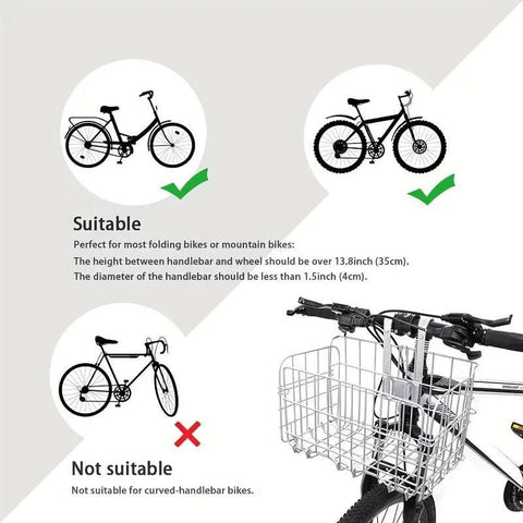 Foldable Bicycle Basket Front and Rear Hanging Storage Rack Bike Accessories - Black
