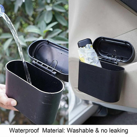 Mini Car Trash Bin with Lid Multifunction Rubbish Can for Vehicle Office Desktop Use