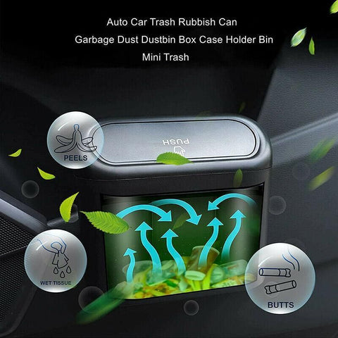 Mini Car Trash Bin with Lid Multifunction Rubbish Can for Vehicle Office Desktop Use