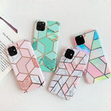 Rainbow Case for iPhone 14 13 12 11 Pro Max XR XS Marble Phone Shockproof Cover Silicone - For iphone 12Mini